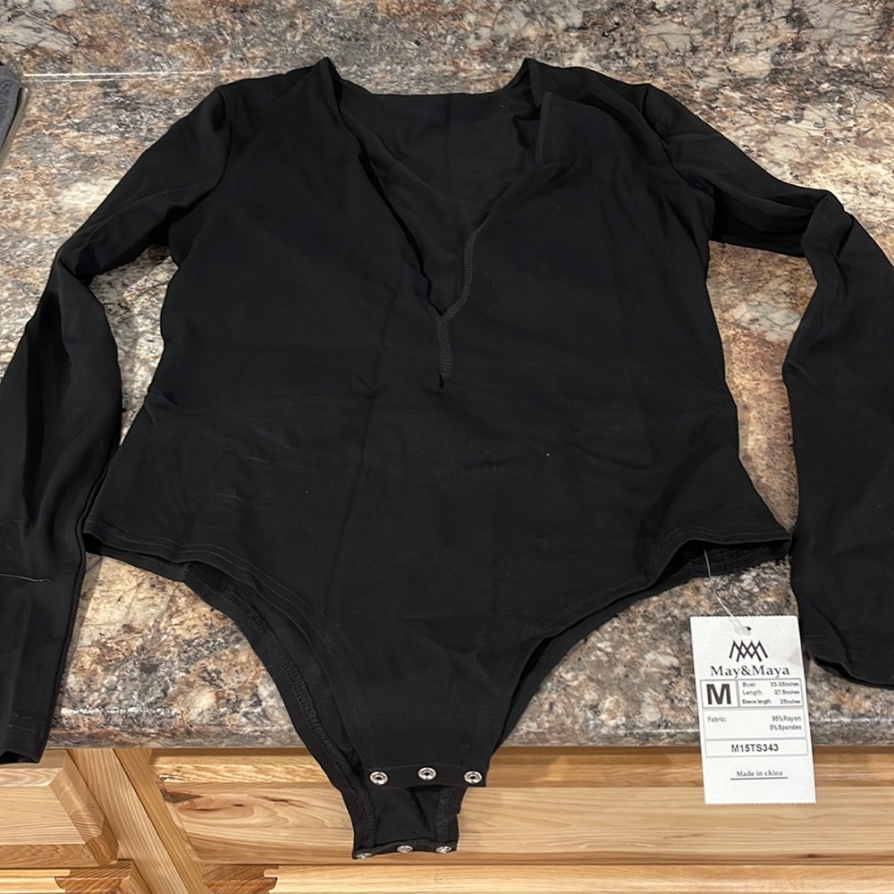 Black long sleeve bodysuit